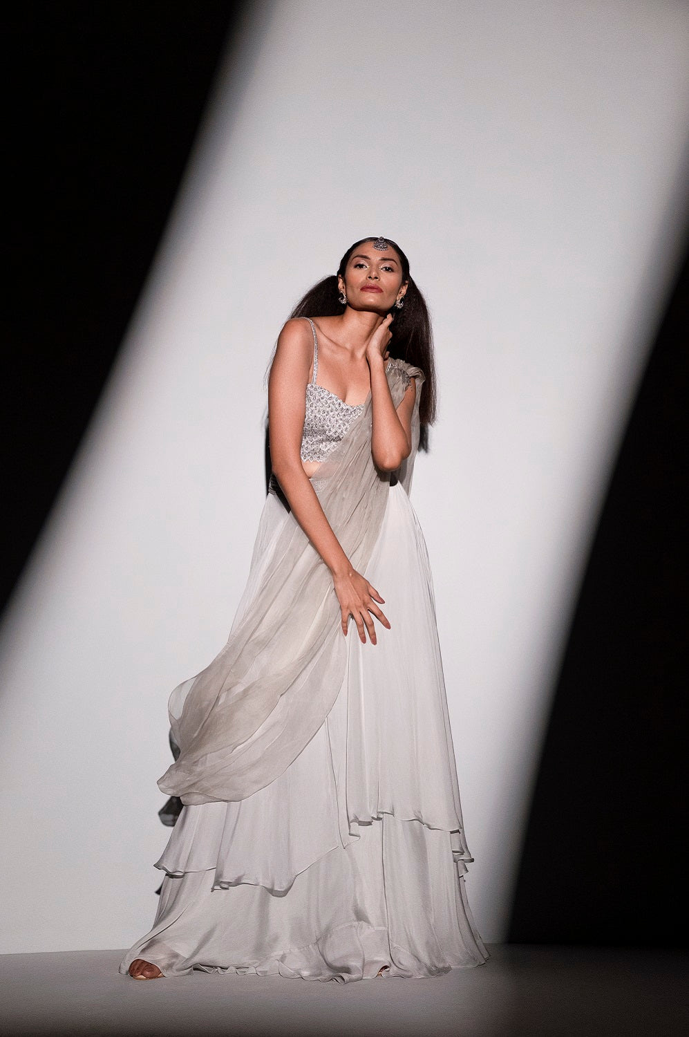 OMBRE DRAPE CHUNNI LAYERYED SKIRT SET