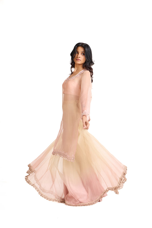 ROSÉ BEIGE OMBRE GRACE KURTI SET