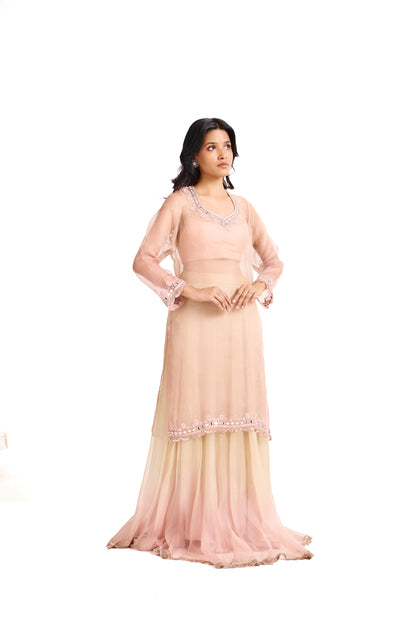 ROSÉ BEIGE OMBRE GRACE KURTI SET