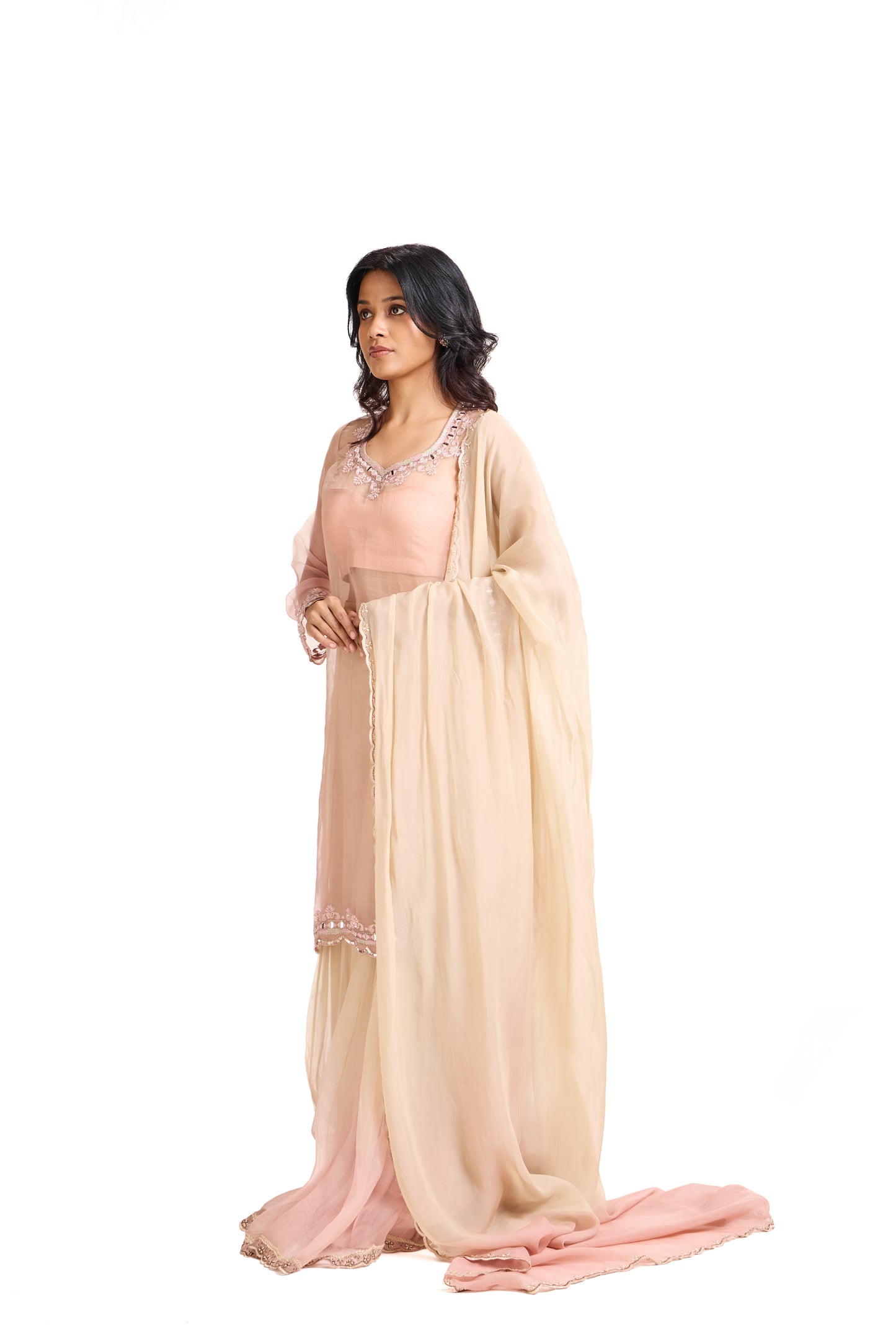 ROSÉ BEIGE OMBRE GRACE KURTI SET