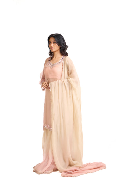 ROSÉ BEIGE OMBRE GRACE KURTI SET