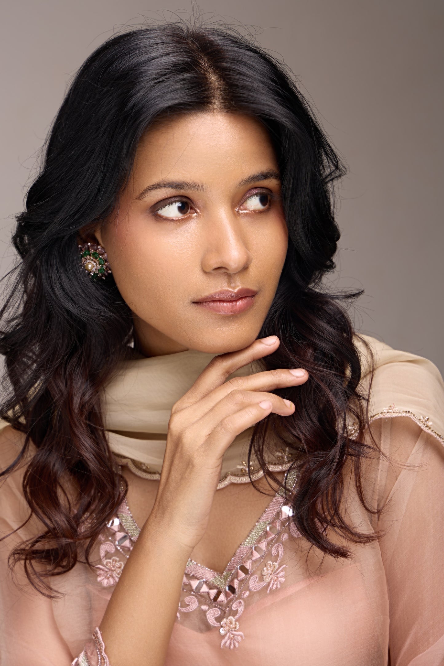 ROSÉ BEIGE OMBRE GRACE KURTI SET